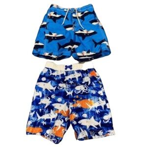 2 Pairs Boys Shark Swim Trunks Carters Wonder Nation Kids 4T Swim Shorts Bundle